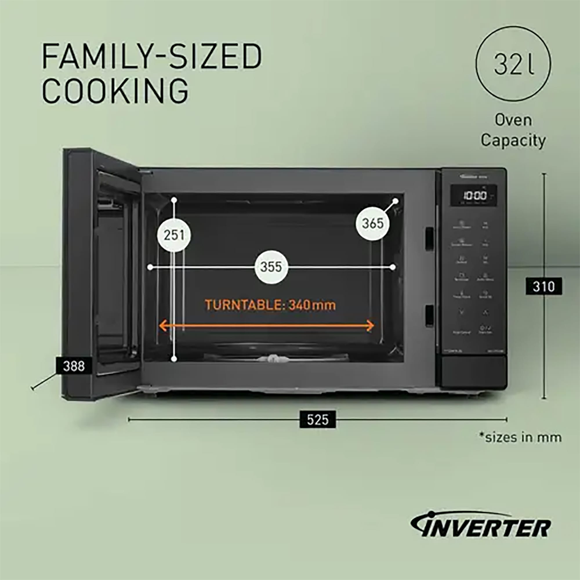 Panasonic 32L 1000W Solo Inverter Microwave in Black - NN-ST65QBBPQ Panasonic 32L 1000W Solo Inverter Microwave in Black - NN-ST65QBBPQ