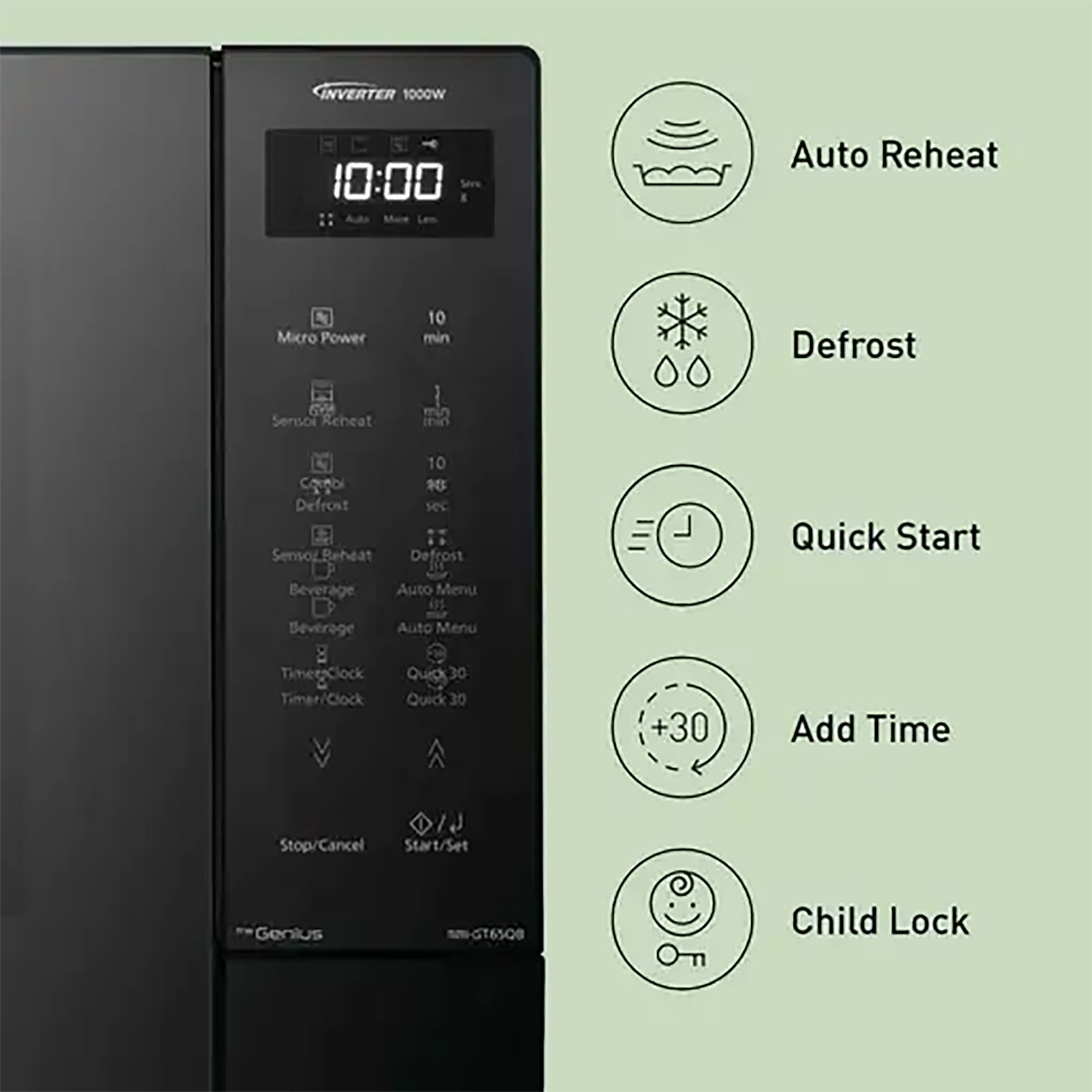 Panasonic 32L 1000W Solo Inverter Microwave in Black - NN-ST65QBBPQ Panasonic 32L 1000W Solo Inverter Microwave in Black - NN-ST65QBBPQ