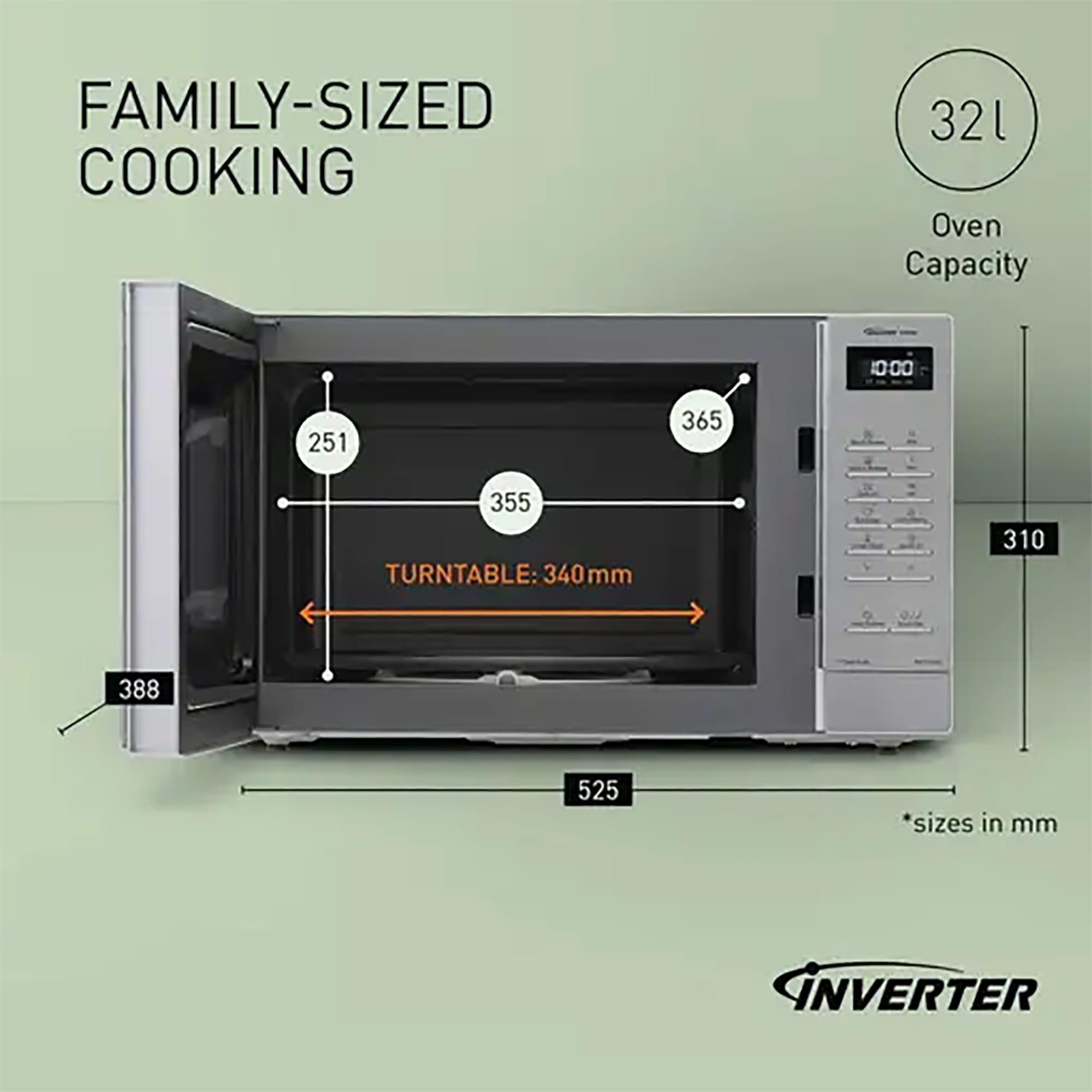 Panasonic 32L 1000W Solo Inverter Microwave in Silver - NN-ST68QSBPQ Panasonic 32L 1000W Solo Inverter Microwave in Silver - NN-ST68QSBPQ