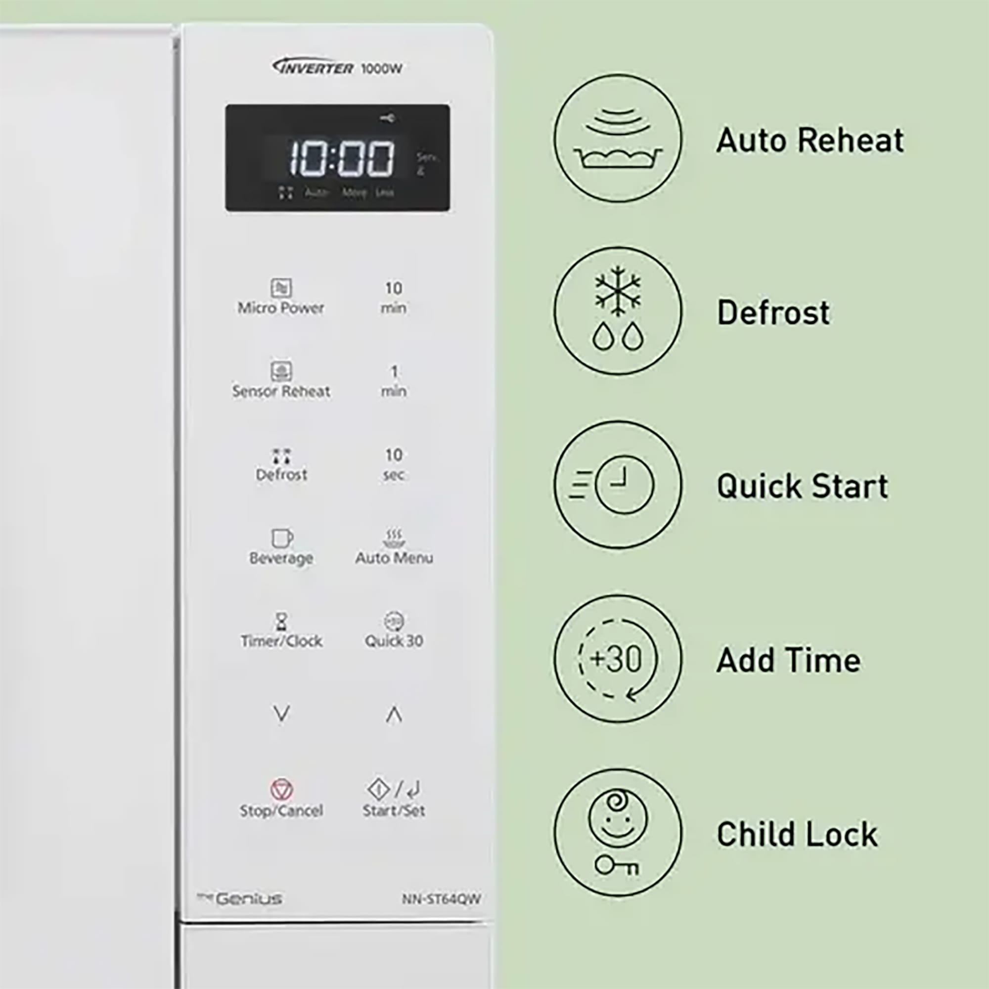 Panasonic 32L 1000W Solo Inverter Microwave in Silver - NN-ST68QSBPQ Panasonic 32L 1000W Solo Inverter Microwave in Silver - NN-ST68QSBPQ