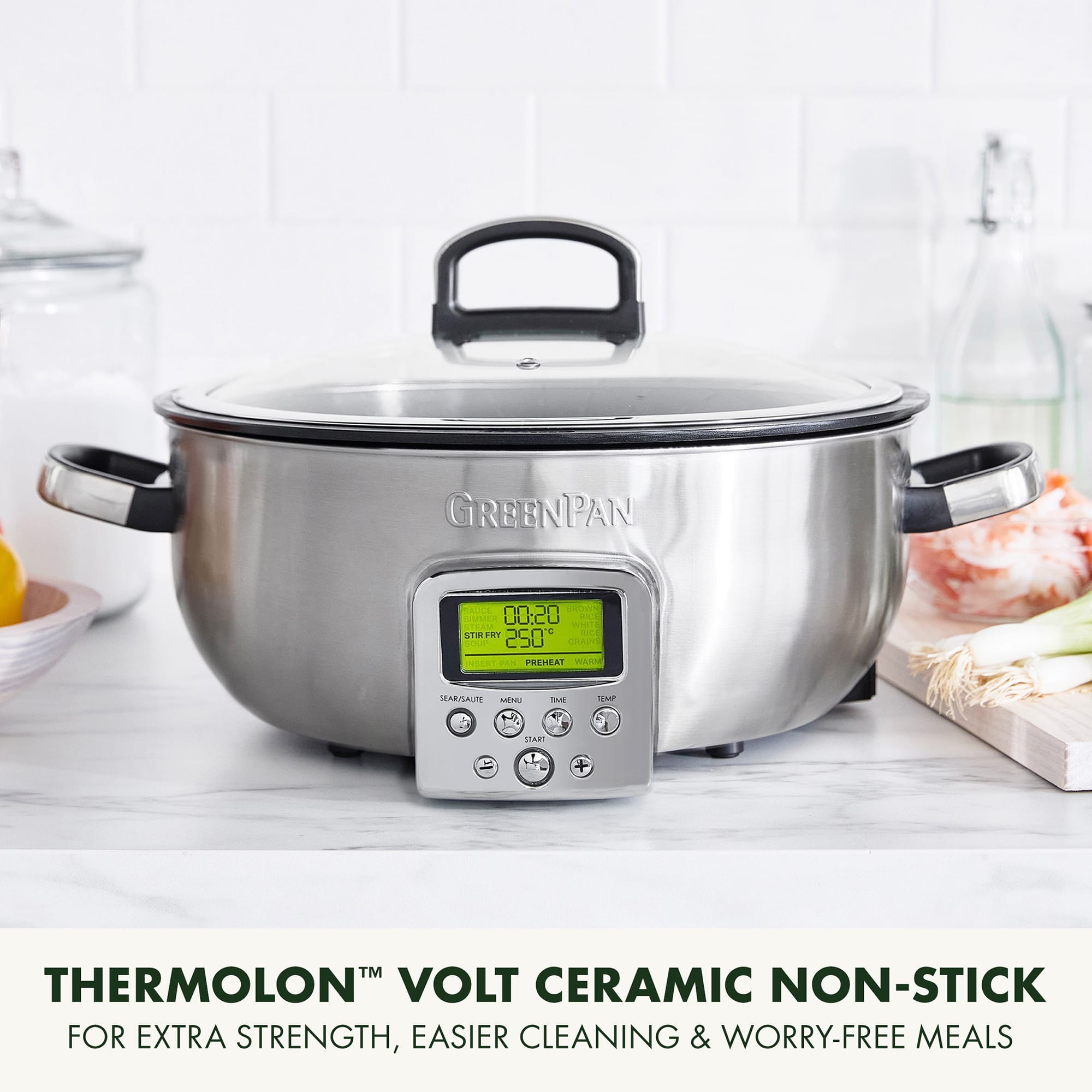 GreenPan 5.6L Omni Cooker in Stainless Steel - CC005284 GreenPan 5.6L Omni Cooker in Stainless Steel - CC005284