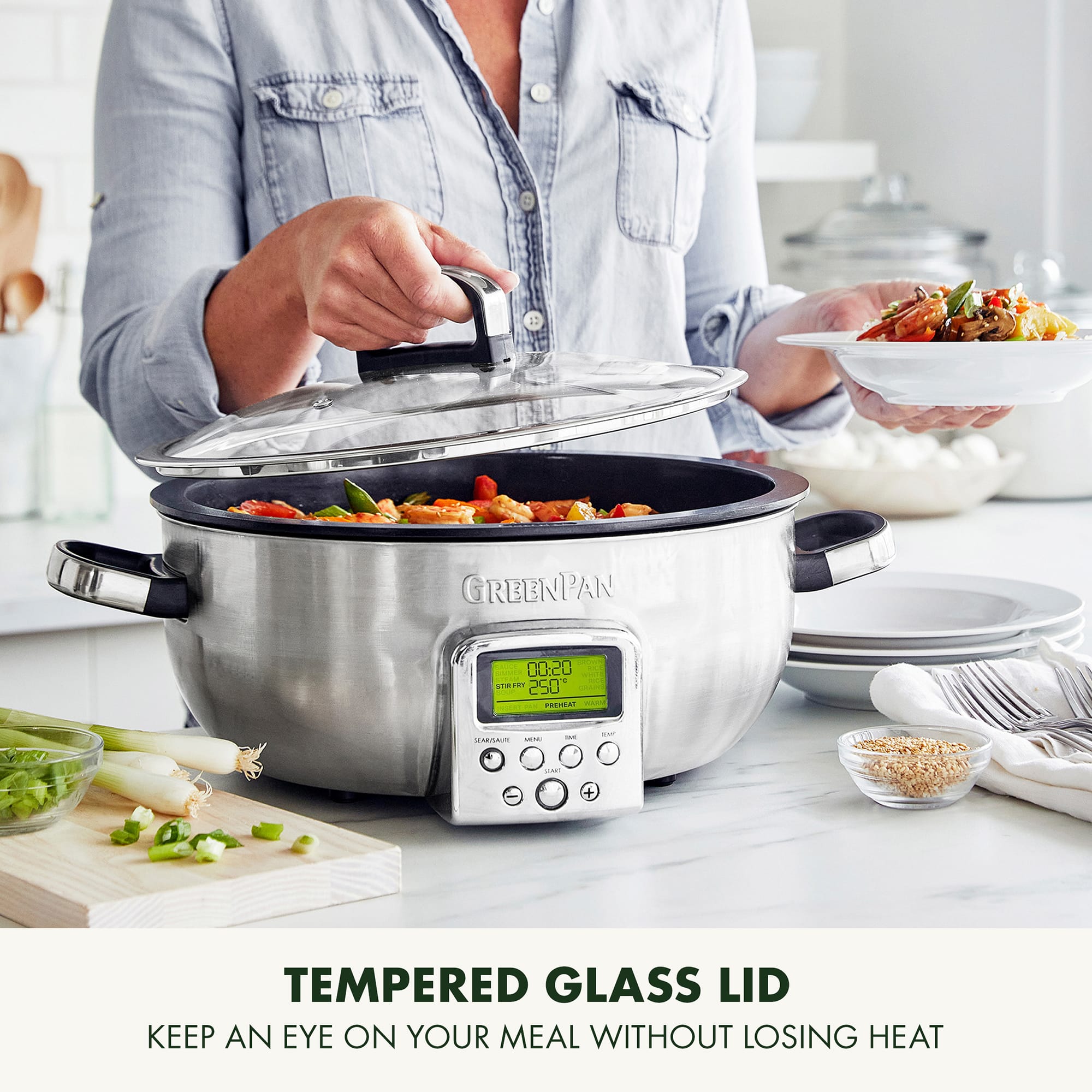 GreenPan 5.6L Omni Cooker in Stainless Steel - CC005284 GreenPan 5.6L Omni Cooker in Stainless Steel - CC005284