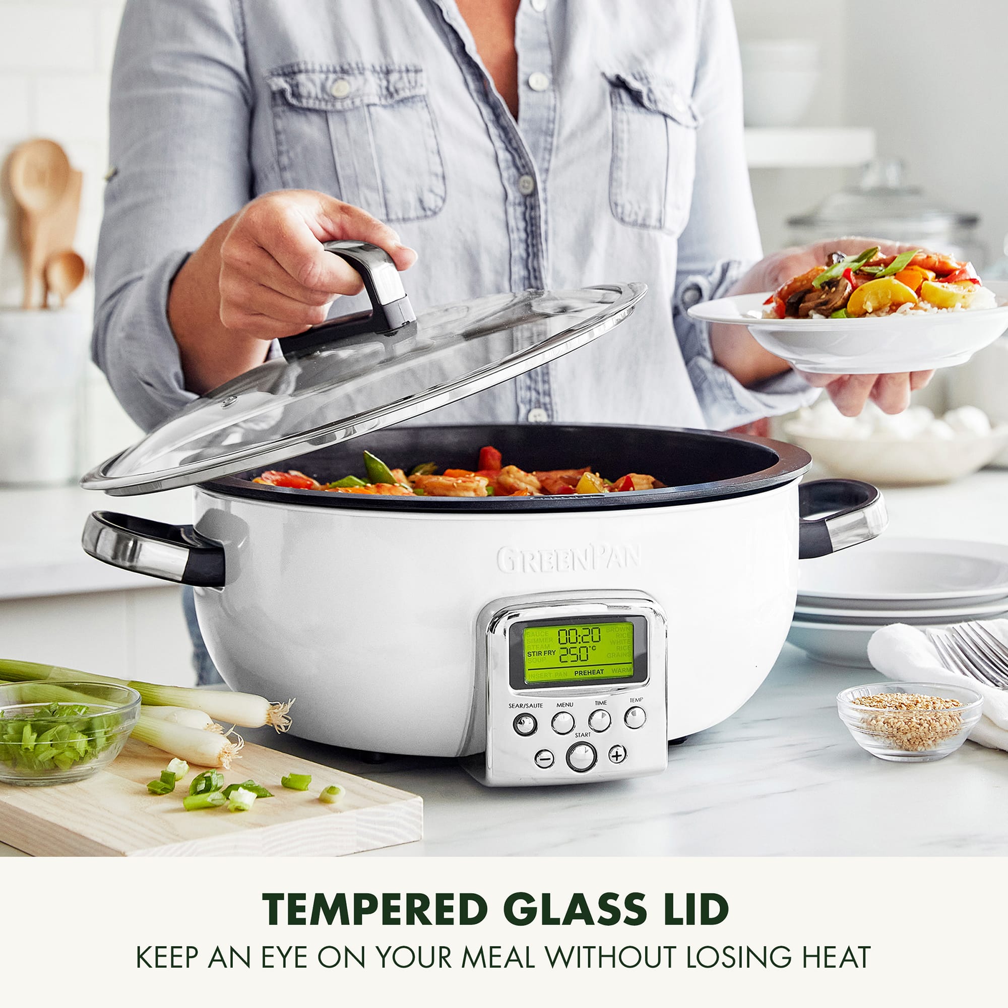 GreenPan 5.6L Omni Cooker in Cloud Cream – CC005288 GreenPan 5.6L Omni Cooker in Cloud Cream – CC005288
