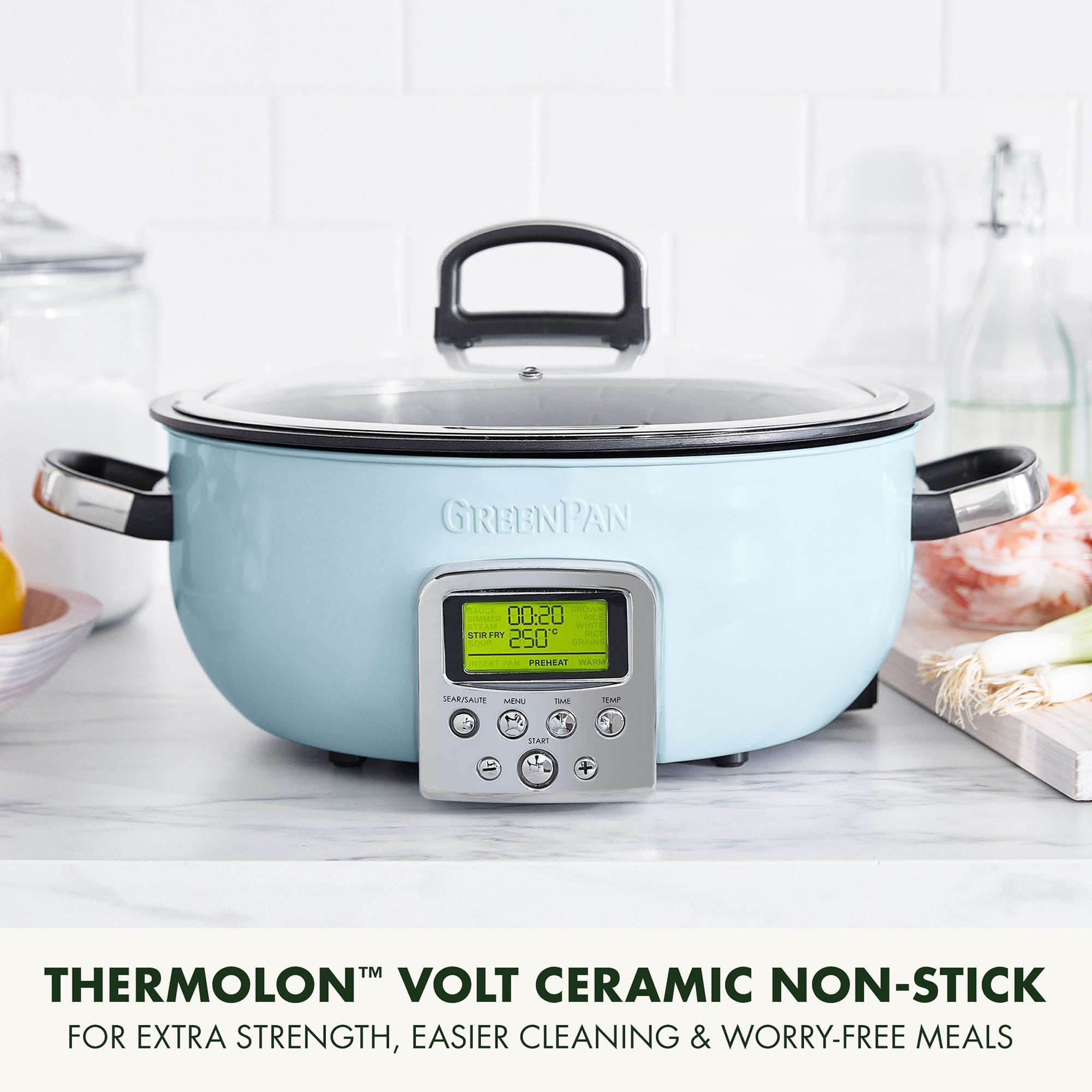 Greenpan 5.6 Litre Omni Cooker in Blue Haze - CC005290 Greenpan 5.6 Litre Omni Cooker in Blue Haze - CC005290