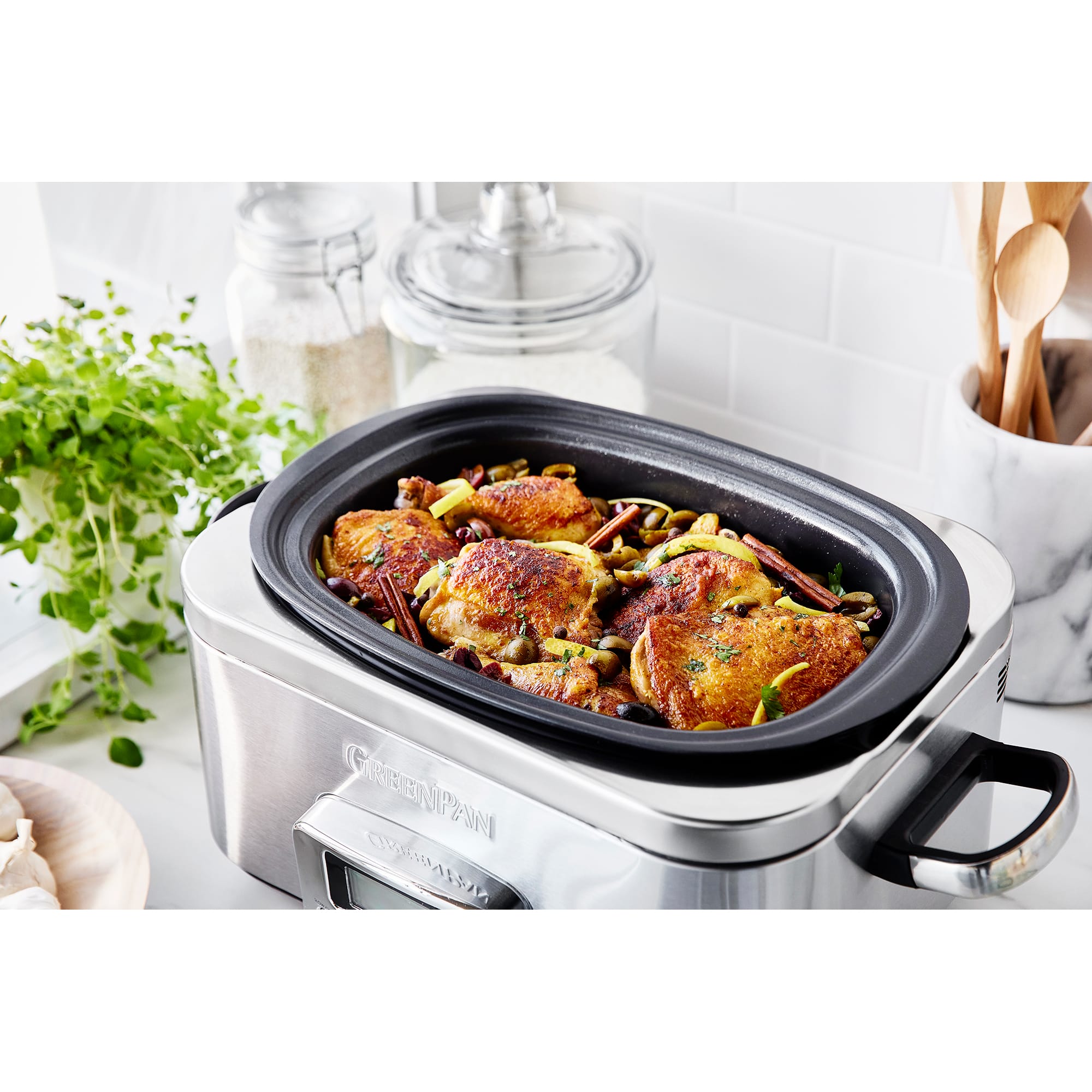 GreenPan 6 Litre Slow Cooker in Stainless Steel – CC005308 GreenPan 6 Litre Slow Cooker in Stainless Steel – CC005308