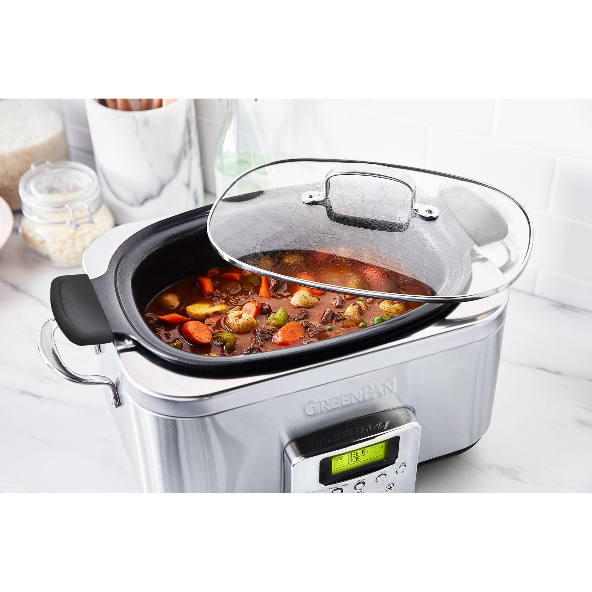 GreenPan 6 Litre Slow Cooker in Stainless Steel – CC005308 GreenPan 6 Litre Slow Cooker in Stainless Steel – CC005308