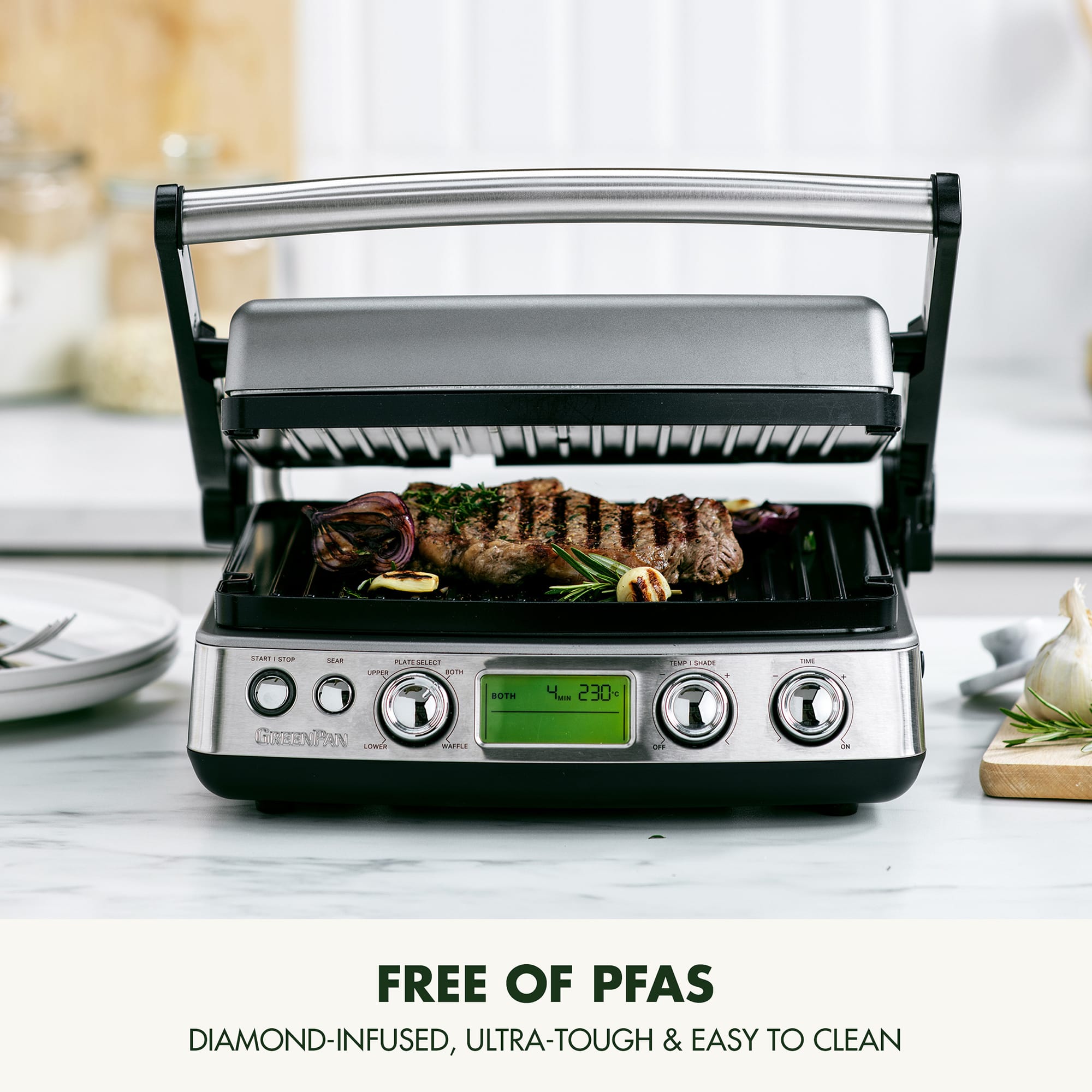 GreenPan Non-Stick 3-in-1 Contact Grill in Stainless Steel – CC006585 GreenPan Non-Stick 3-in-1 Contact Grill in Stainless Steel – CC006585