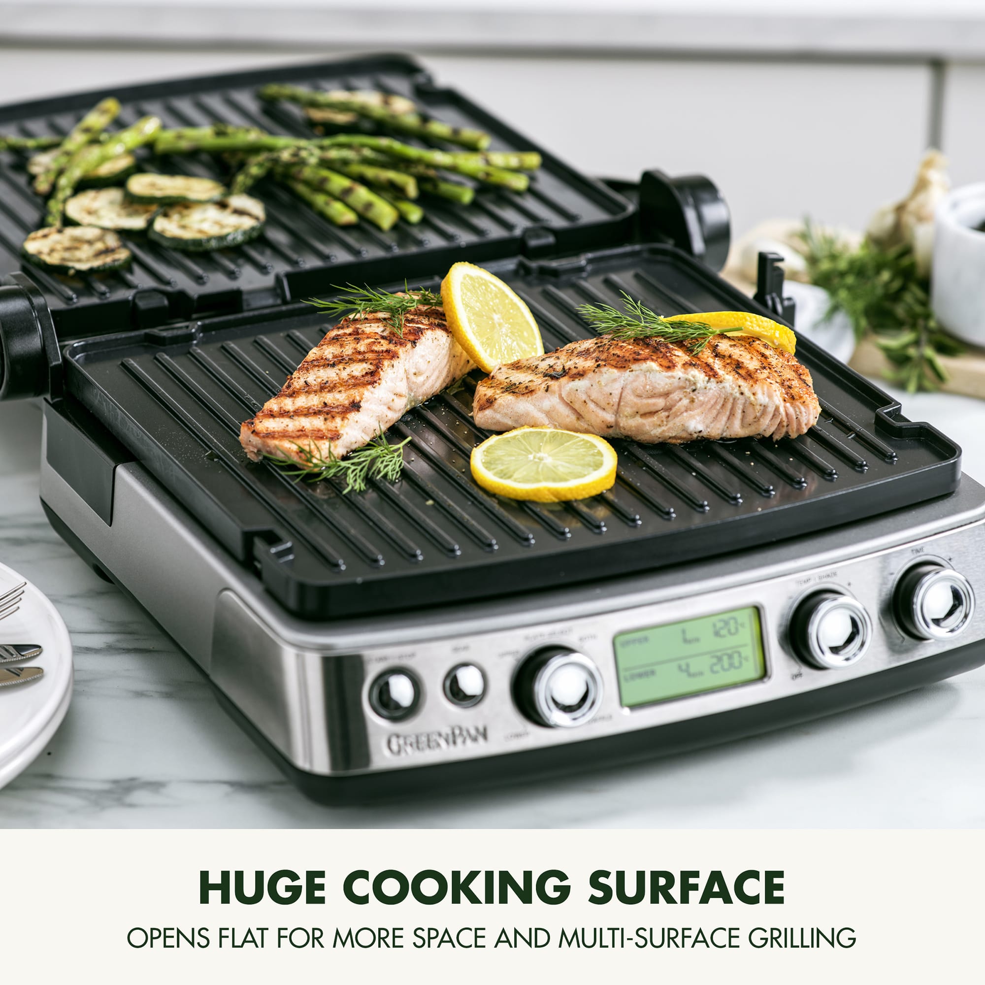 GreenPan Non-Stick 3-in-1 Contact Grill in Stainless Steel – CC006585 GreenPan Non-Stick 3-in-1 Contact Grill in Stainless Steel – CC006585