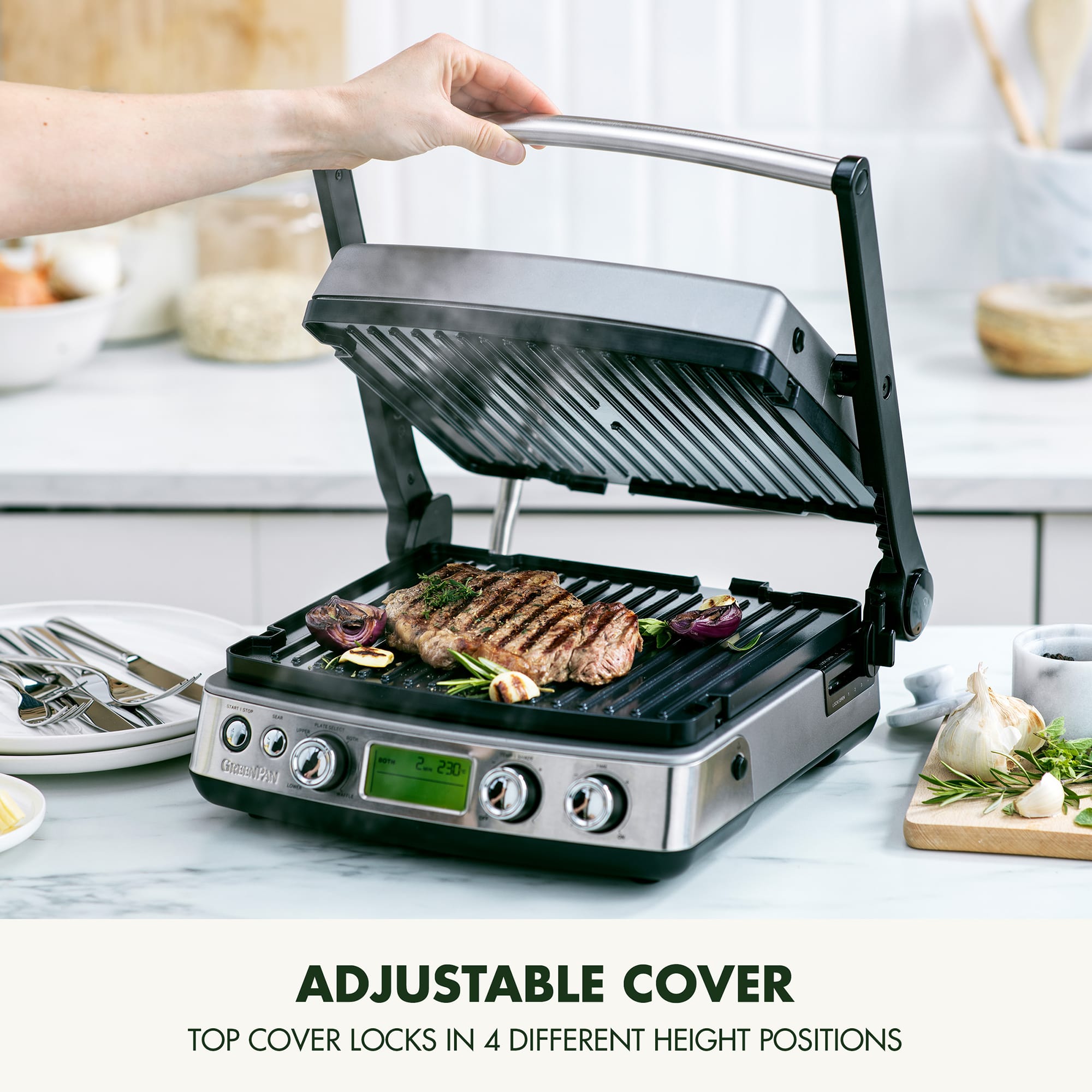 GreenPan Non-Stick 3-in-1 Contact Grill in Stainless Steel – CC006585 GreenPan Non-Stick 3-in-1 Contact Grill in Stainless Steel – CC006585