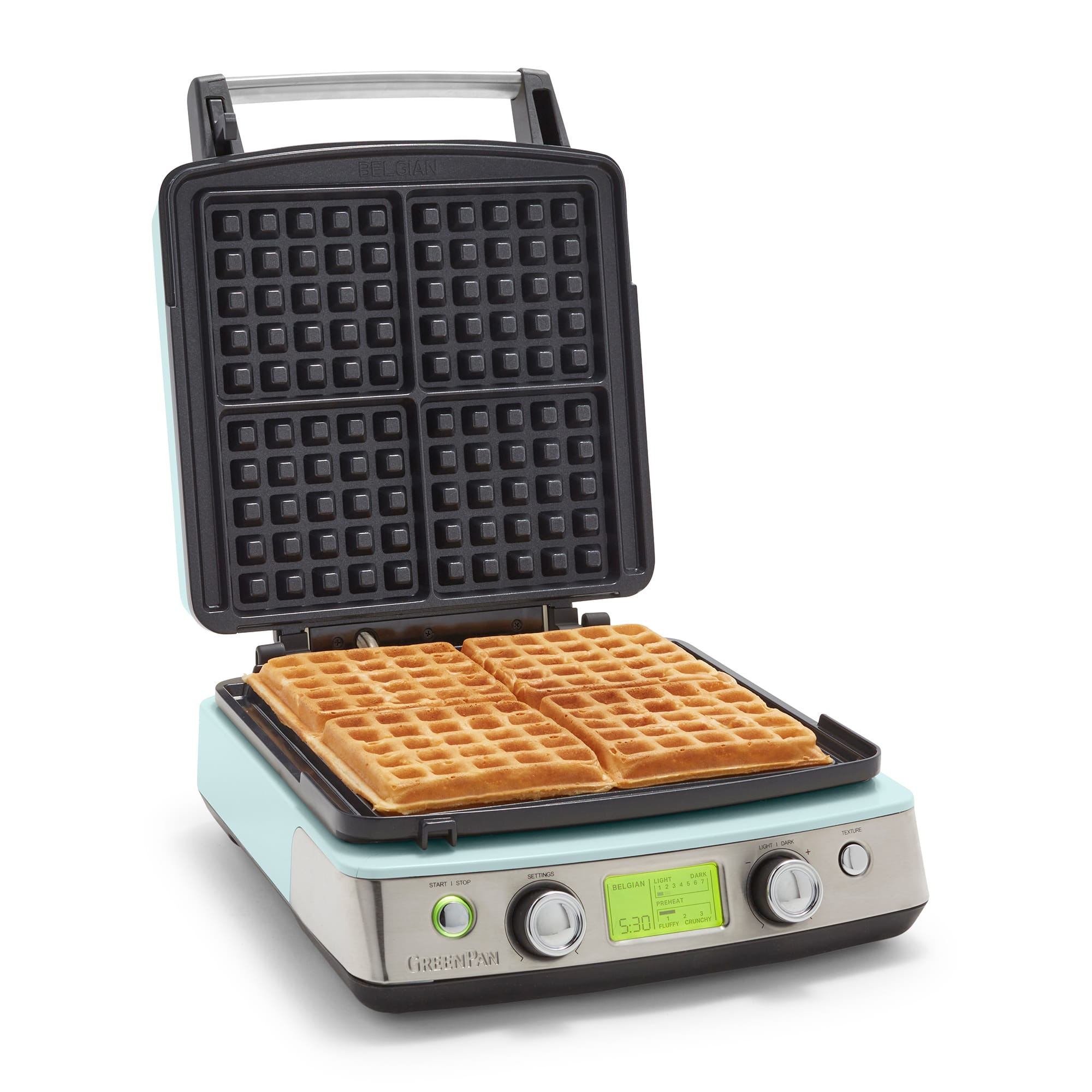 GreenPan Elite Waffle Maker in Blue Haze - CC006586 GreenPan Elite Waffle Maker in Blue Haze - CC006586