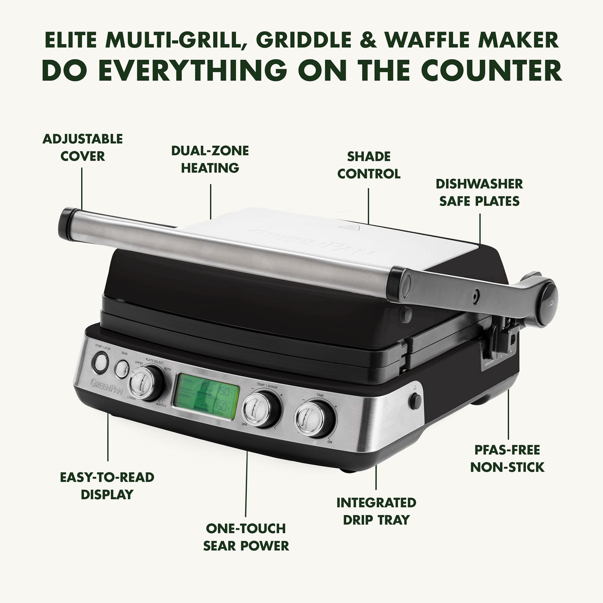 GreenPan Non-Stick 3-in-1 Contact Grill in Black – CC006809 GreenPan Non-Stick 3-in-1 Contact Grill in Black – CC006809