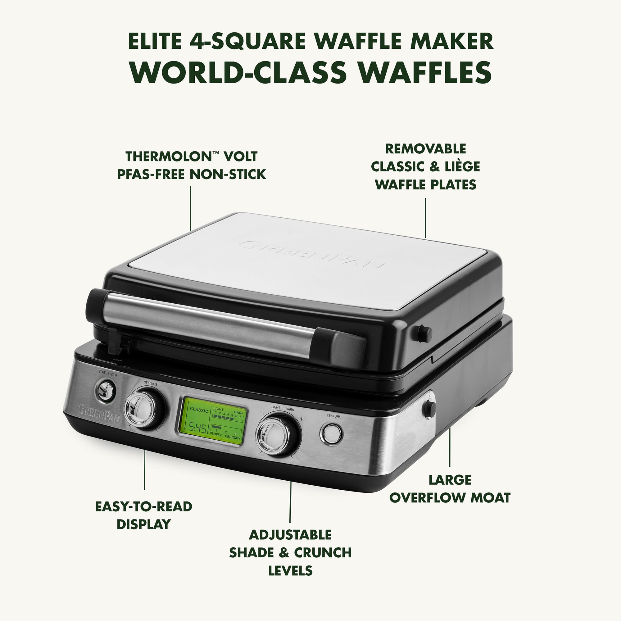 GreenPan Elite Waffle Maker in Black – CC006811 GreenPan Elite Waffle Maker in Black – CC006811