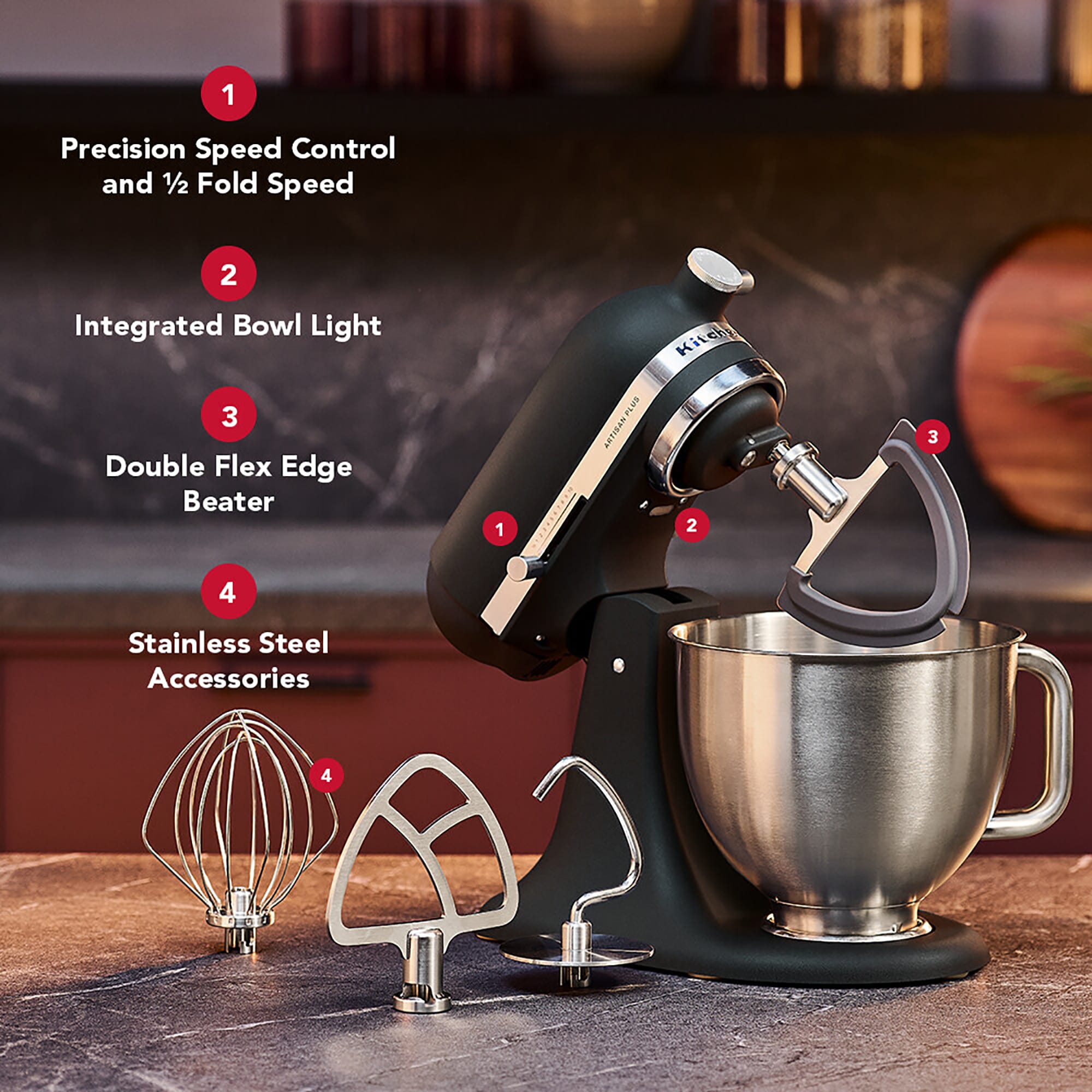 KitchenAid Artisan Plus 4.7L Tilt-Head Stand Mixer – 50 Cast Iron Black – 5KSM50PKVBBK KitchenAid Artisan Plus 4.7L Tilt-Head Stand Mixer – 50 Cast Iron Black – 5KSM50PKVBBK