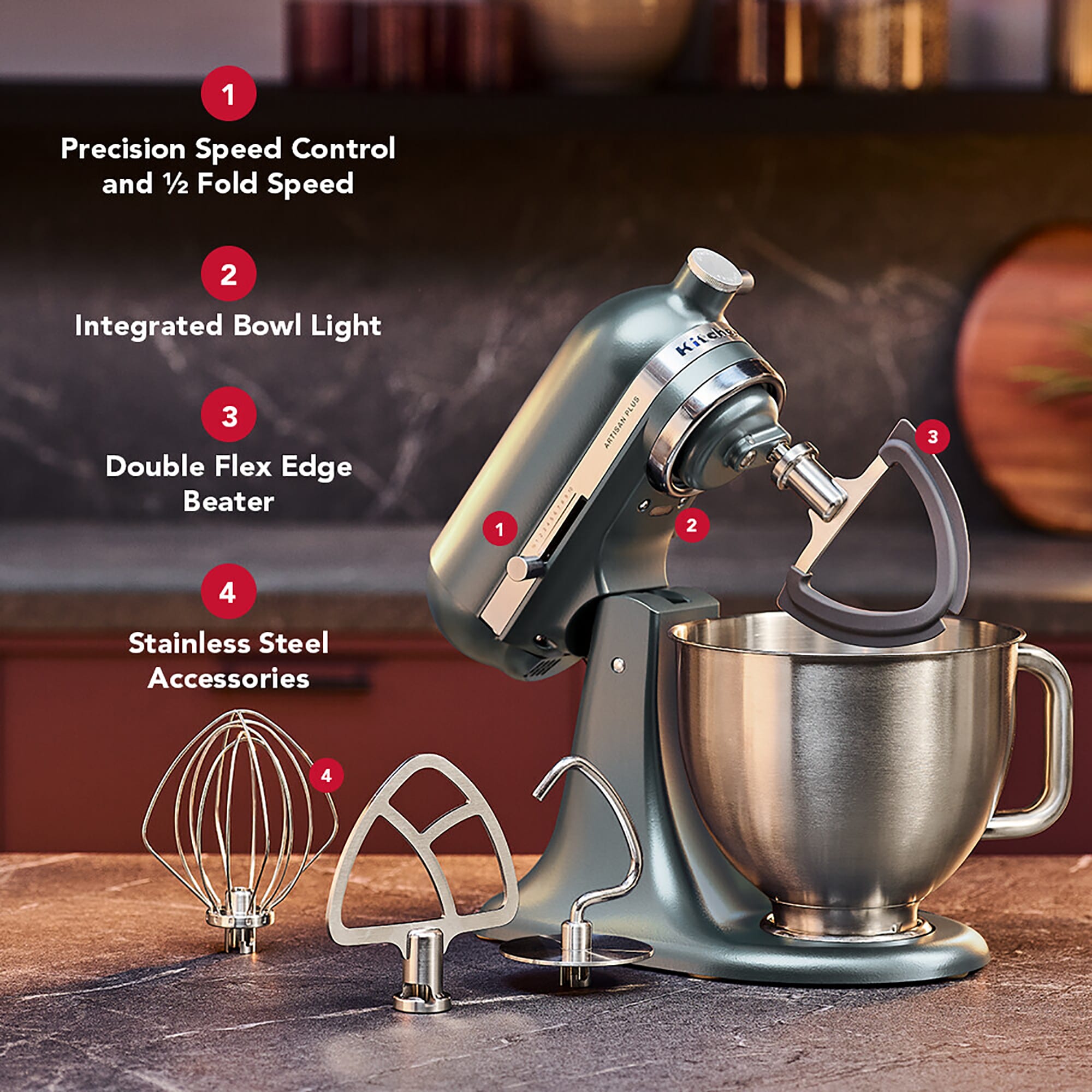 KitchenAid Artisan Plus 4.7L Tilt-Head Stand Mixer – 50 Juniper – 5KSM50PKVBJP KitchenAid Artisan Plus 4.7L Tilt-Head Stand Mixer – 50 Juniper – 5KSM50PKVBJP