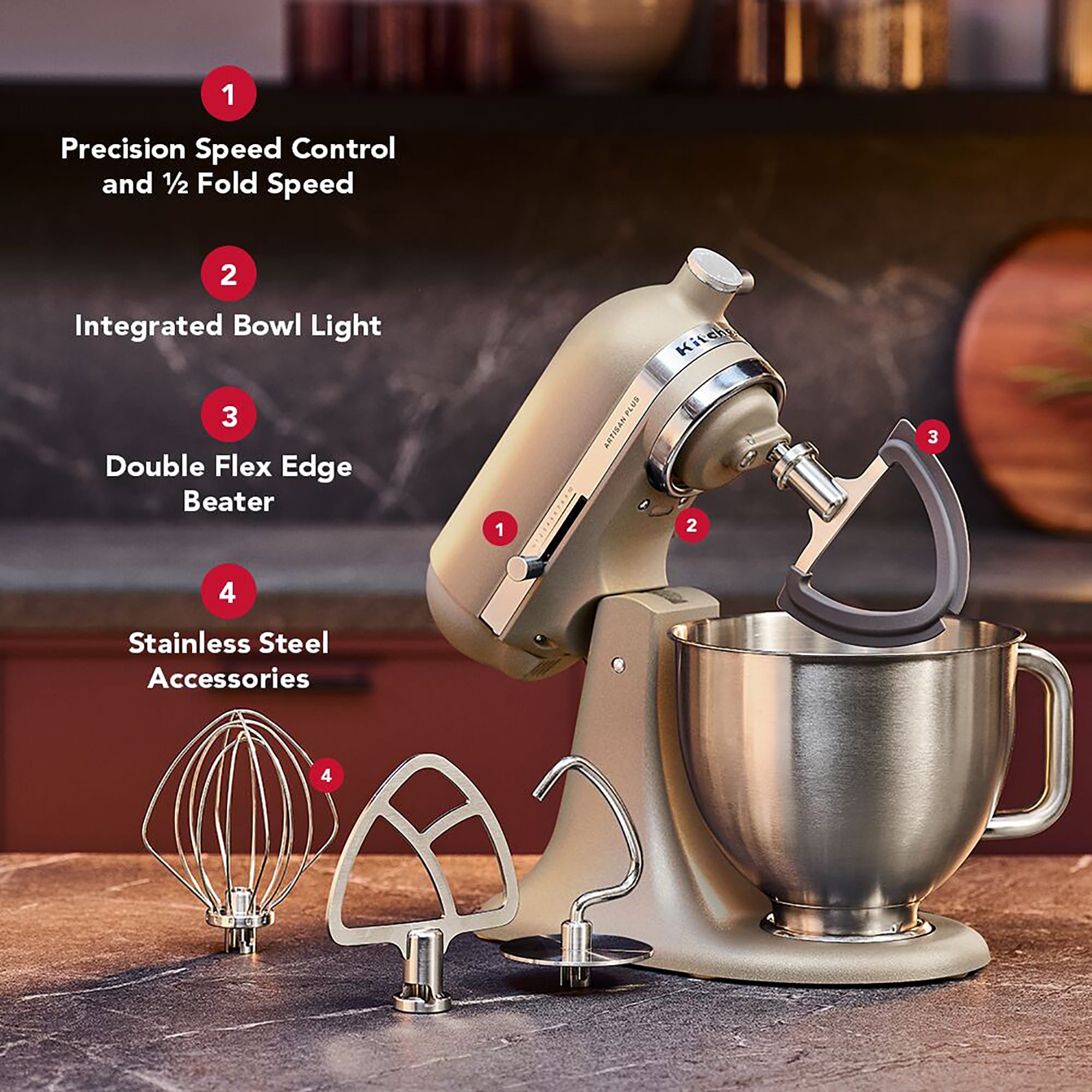 KitchenAid Artisan Plus 4.7L Tilt-Head Stand Mixer – Oat – 5KSM50PKVBOC KitchenAid Artisan Plus 4.7L Tilt-Head Stand Mixer – Oat – 5KSM50PKVBOC