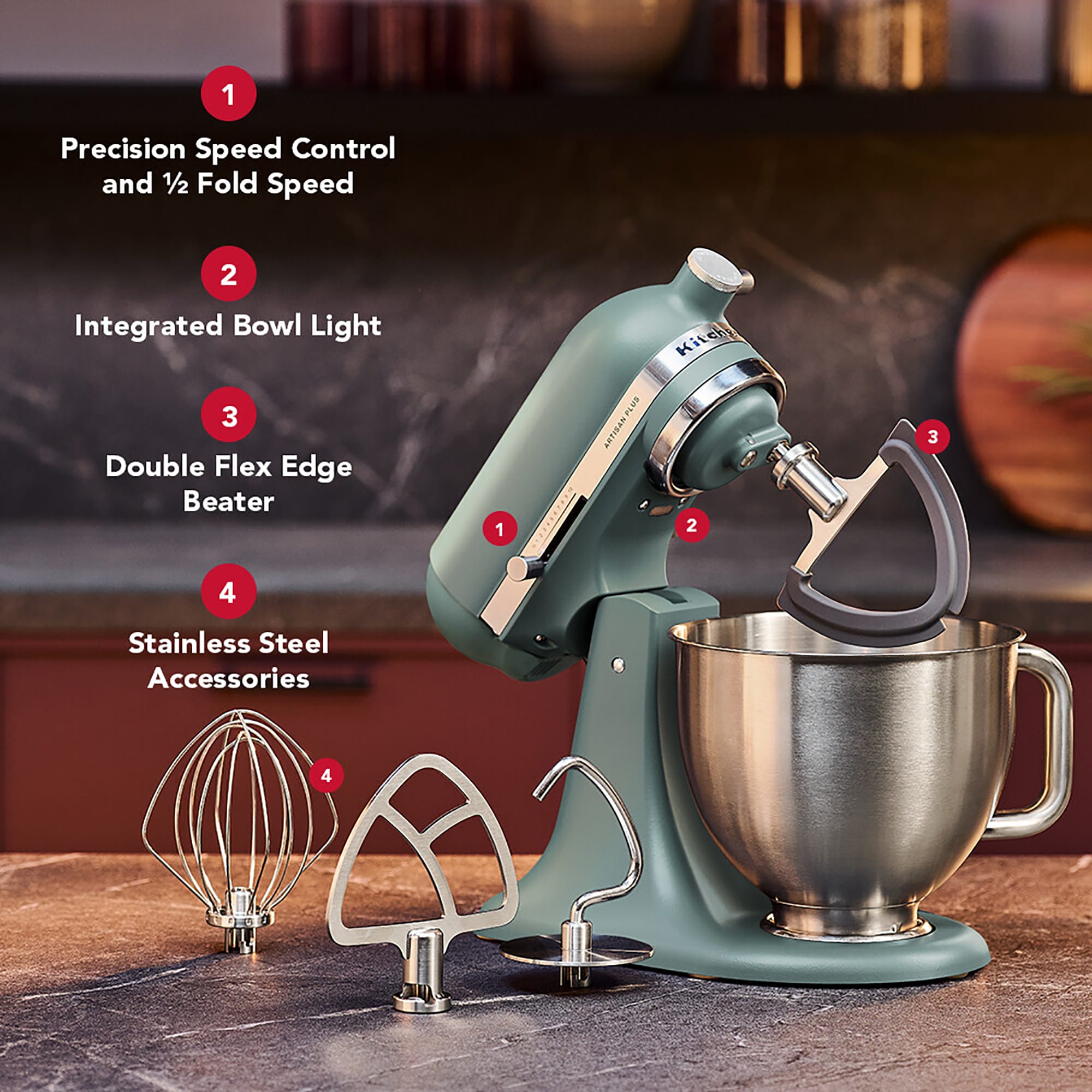 KitchenAid Artisan Plus 4.7L Tilt-Head Stand Mixer – Mint Julep – 5KSM50PKVBMJ KitchenAid Artisan Plus 4.7L Tilt-Head Stand Mixer – Mint Julep – 5KSM50PKVBMJ