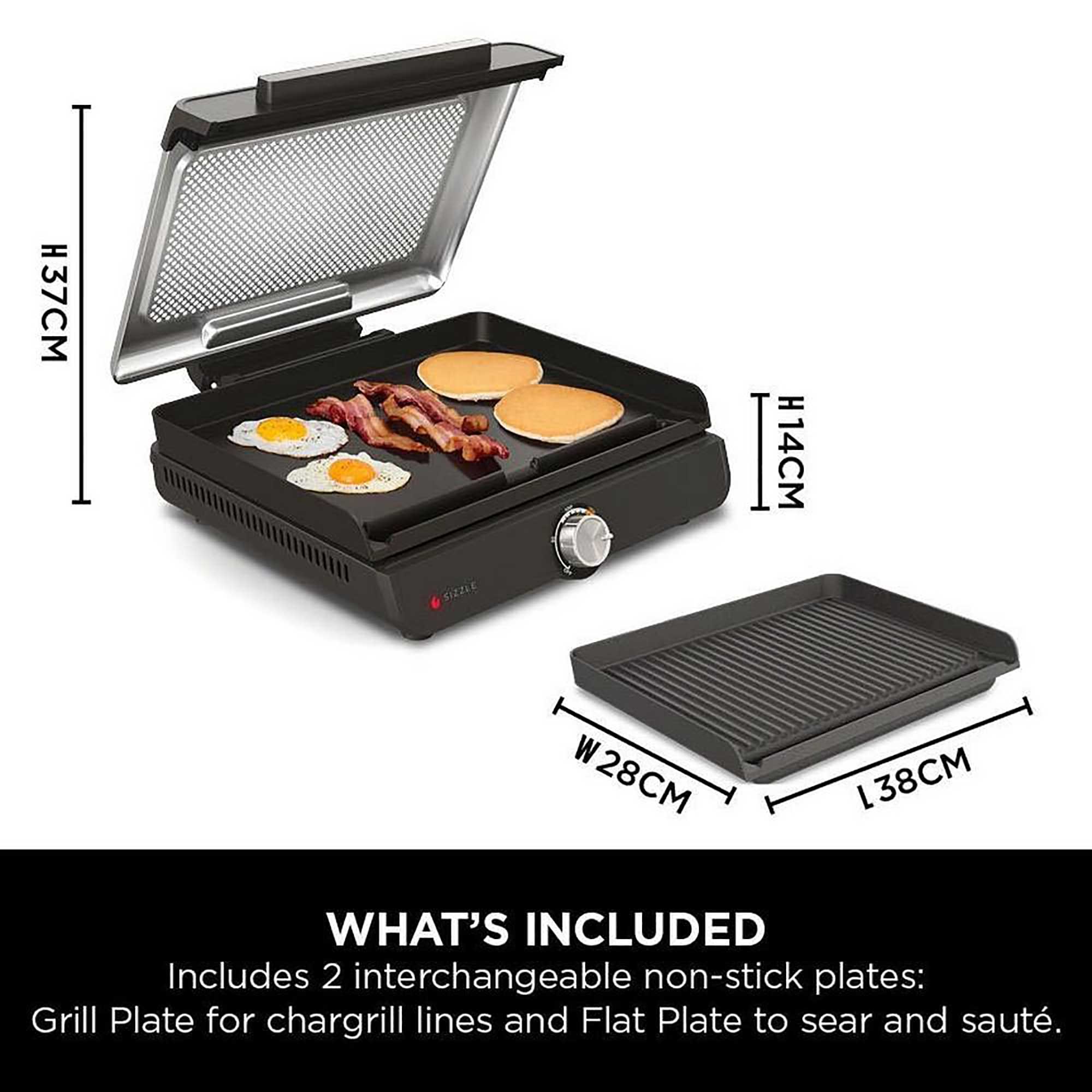 Ninja Sizzle Indoor Grill & Flat Plate – Black | GR101UK Ninja Sizzle Indoor Grill & Flat Plate – Black | GR101UK