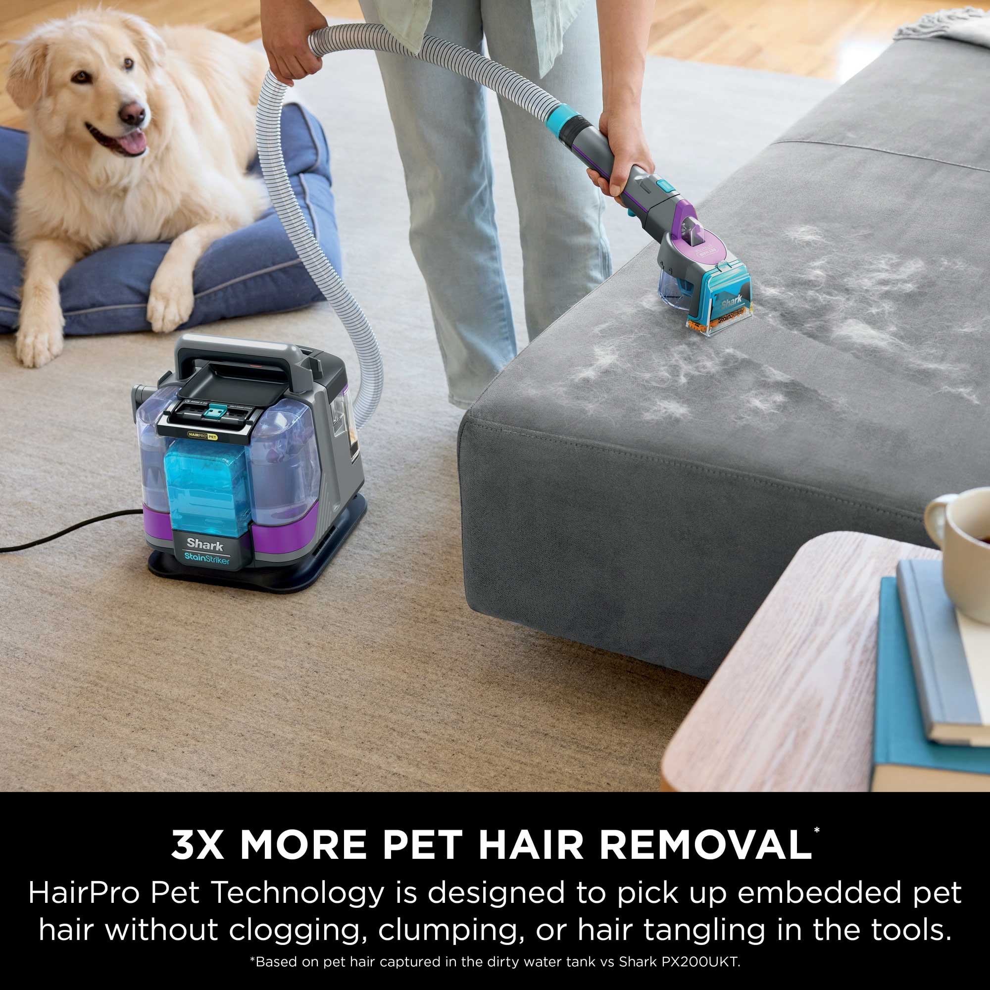 Shark StainStriker HairPro Pet Stain & Spot Cleaner – Dark Silver & Force Fuchsia | PX250UKT Shark StainStriker HairPro Pet Stain & Spot Cleaner – Dark Silver & Force Fuchsia | PX250UKT