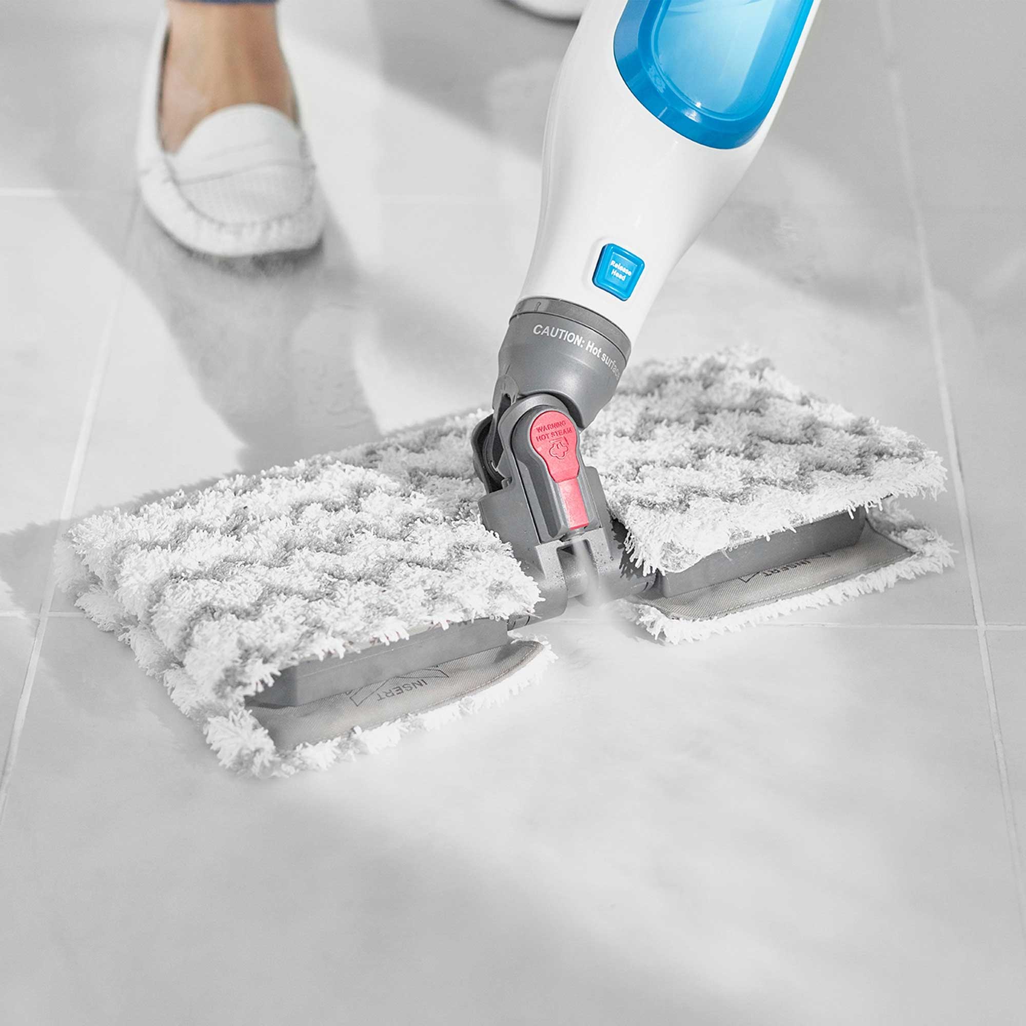 Shark Klik n'Flip Manual Steam Pocket Mop – White & Blue | S6001UK Shark Klik n'Flip Manual Steam Pocket Mop – White & Blue | S6001UK