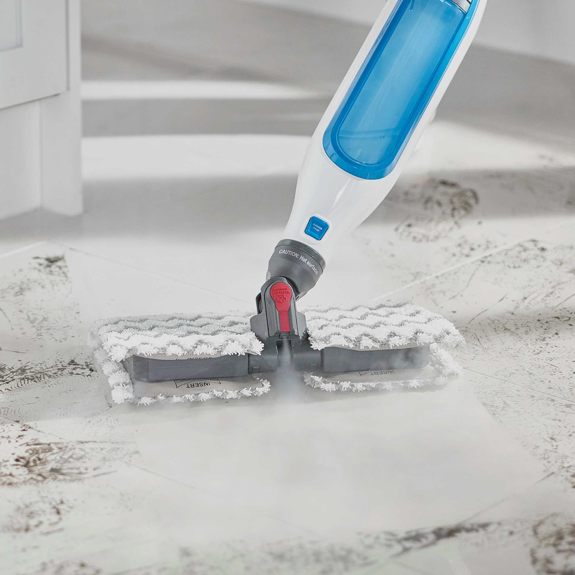 Shark Klik n'Flip Manual Steam Pocket Mop – White & Blue | S6001UK Shark Klik n'Flip Manual Steam Pocket Mop – White & Blue | S6001UK
